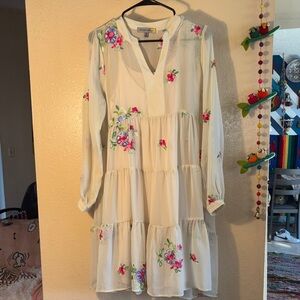 ANTHROPOLOGY FIGEROA & FLOWER beautiful, long sleeve, sheer cream,